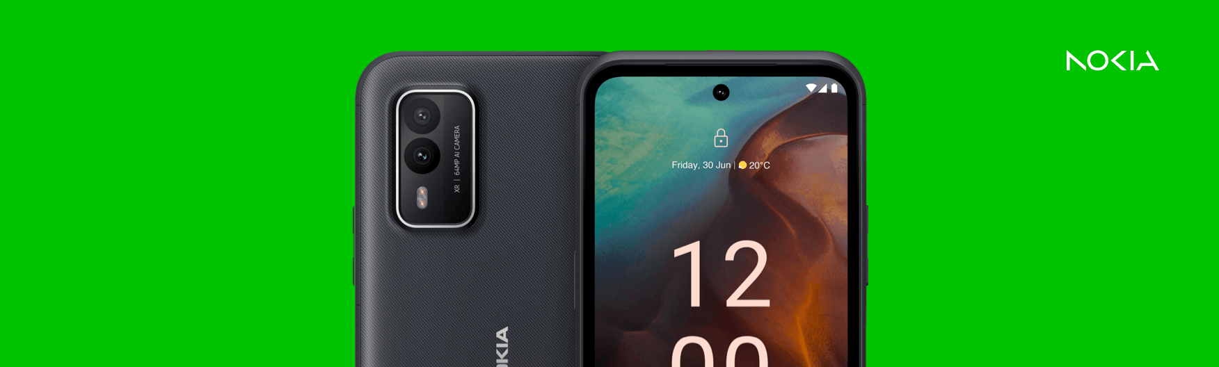 De voor- en achterkant van een Nokia telefoon