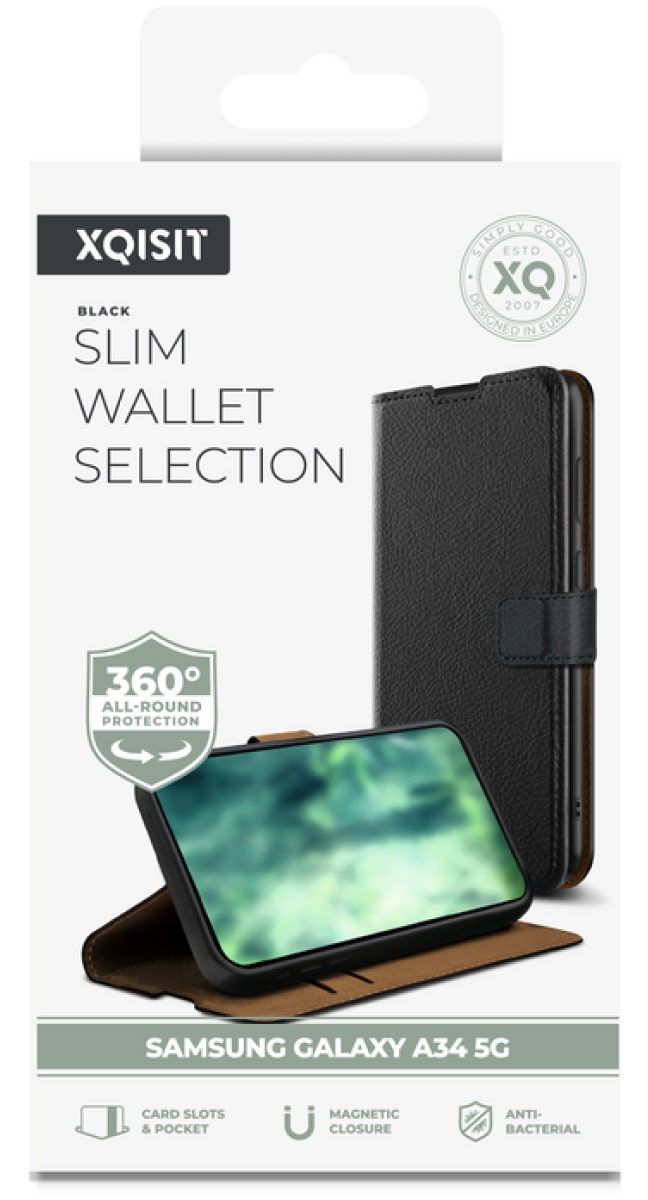 XQISIT Samsung Galaxy A34 Slim Wallet Zwart