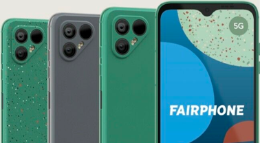 De verschillende Fairphone 4 toestellen naast elkaar