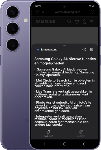 Samsung Galaxy S24 Plus met Galaxy AI functie: Browsing AssistSamsung Galaxy S24 Plus met Galaxy AI functie: Browsing Assist