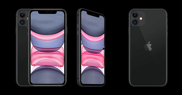 iPhone 11: de voorkant, zijkant en achterkant.