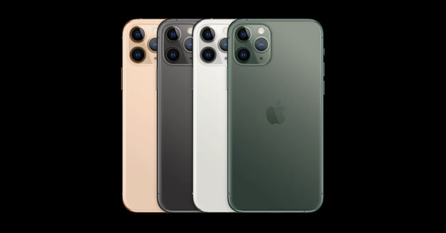 iPhone 11 Pro in de kleuren Gold, Space Grey, Silver en Midnight Green