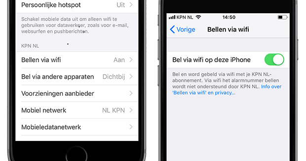 Mobiel bellen via wifi