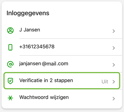 verficatie in 2 stappen verficatie in 2 stappen