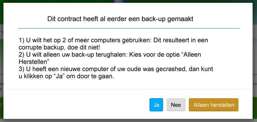 Kies of u voortaan vanaf deze computer back-ups wilt maken.