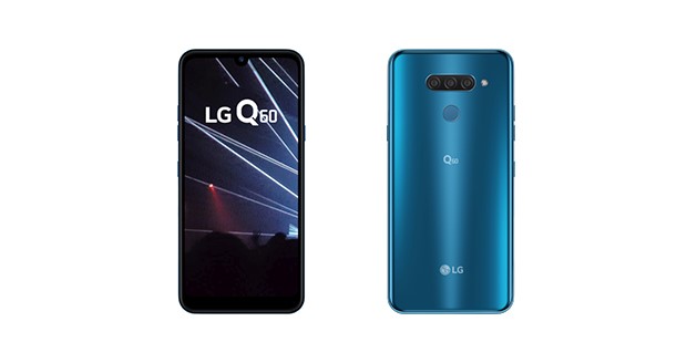 LG Q60: de voorkant en achterkant