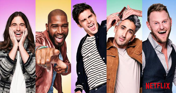The Fab Five geeft in een nieuw seizoen Queer Eye weer make-overs. The Fab Five geeft in een nieuw seizoen Queer Eye weer make-overs.